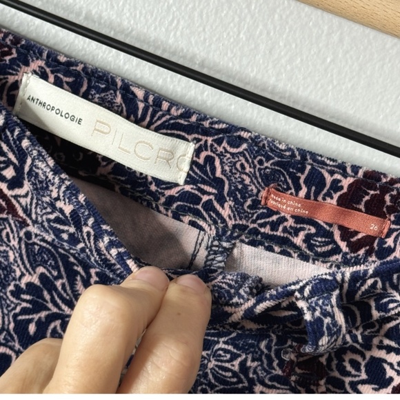 Anthropologie Pilcro Corduroy High Rise Skinny Jeans Floral Fall Print Purple - Picture 7 of 12